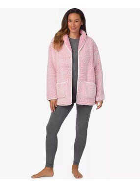 Cuddl Duds Women's Long Sleeve Cardigan Bed Jacket, Pink, Size Large